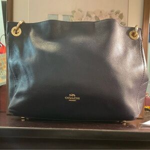 Coach Pebble Leather Clarkson Hobo Navy Blue Shoulder/Crossbody Bag Aprox 10x15